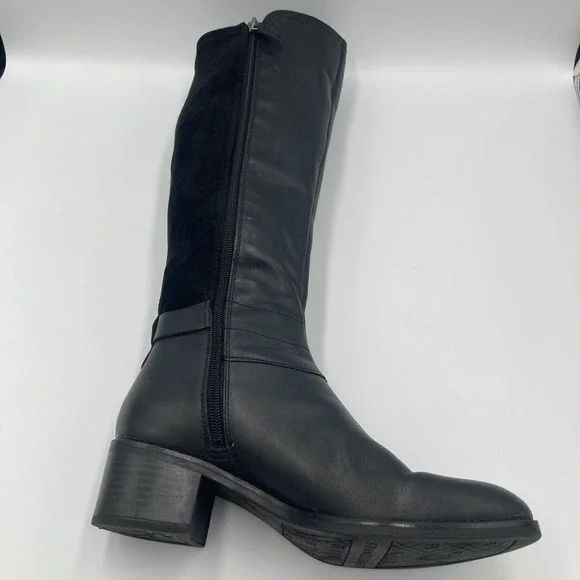 Franco Sarto Liora Black Leather Suede Knee High Riding Boots Women's Size 8M‎ - Picture 3 of 11